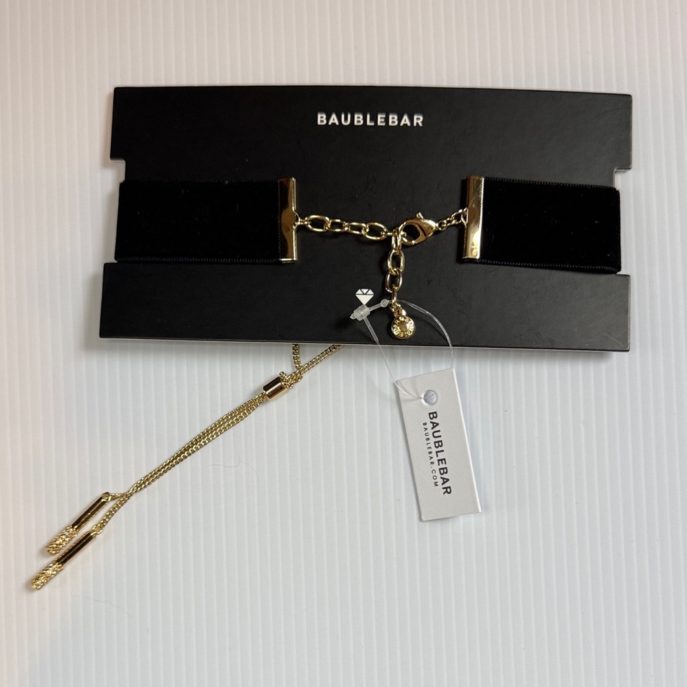 BaubleBar Gold and Black choker necklace